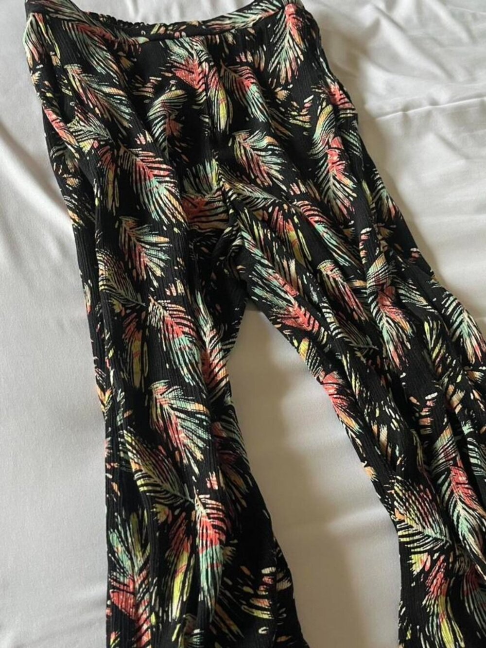 Mudd Tropical Palm Print Flare Pants